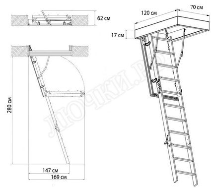 Чердачная лестница Oman Alu Profi Polar 700*1200*2800 Чердачная лестница Oman Alu Profi Polar 700*1200*2800